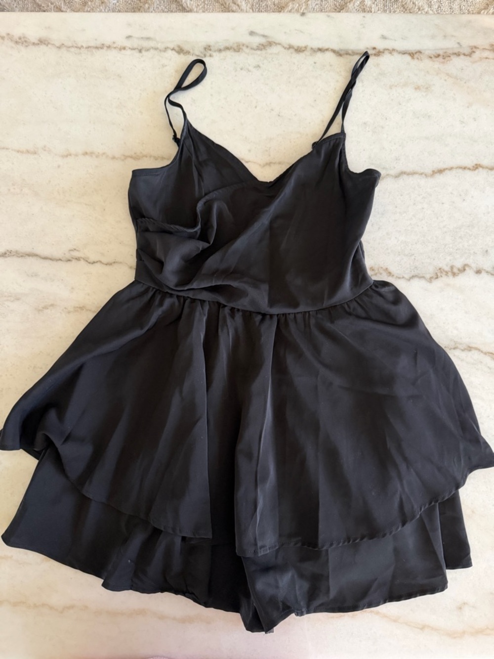 SHEIN Black Sleeveless Romper with Ruffled Hem